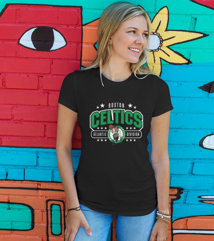 Boston Celtics Atlantic Division Logo With Stars T-Shirt