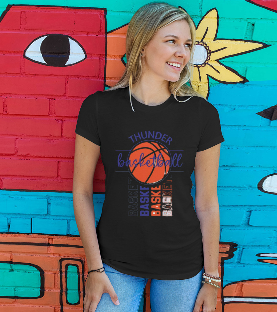 Thunder Basketball Basket Baskebasketbasket T-Shirt