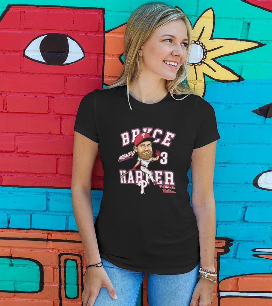 Bryce Harper Mondo Caricature Philadelphia Phillies Number 3 T-Shirt