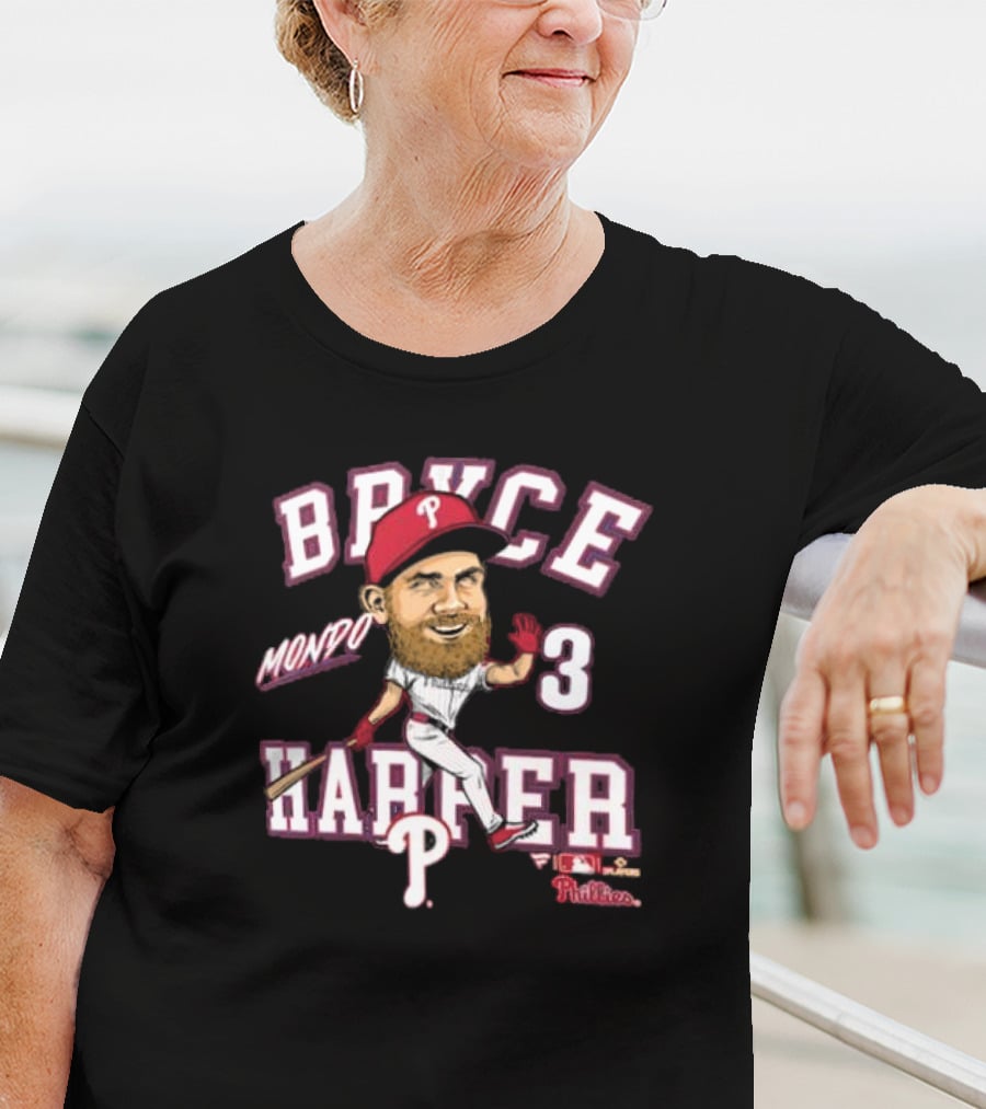 Bryce Harper Mondo Caricature Philadelphia Phillies Number 3 T-Shirt