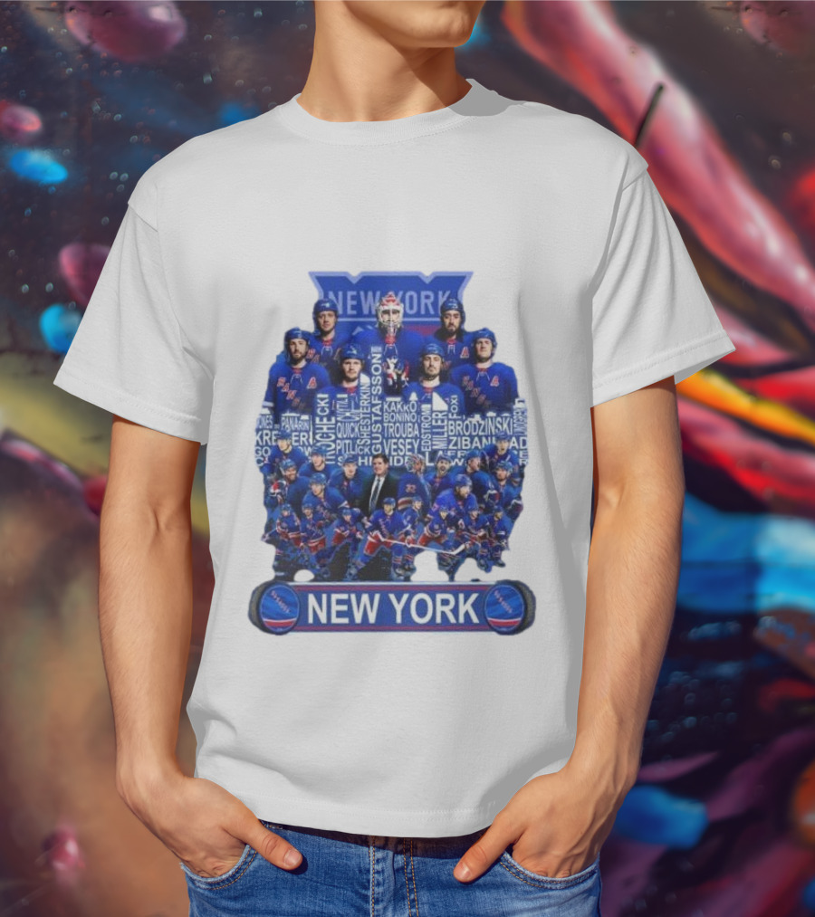 New York Rangers Hockey Team Players Skyline Names T-Shirt