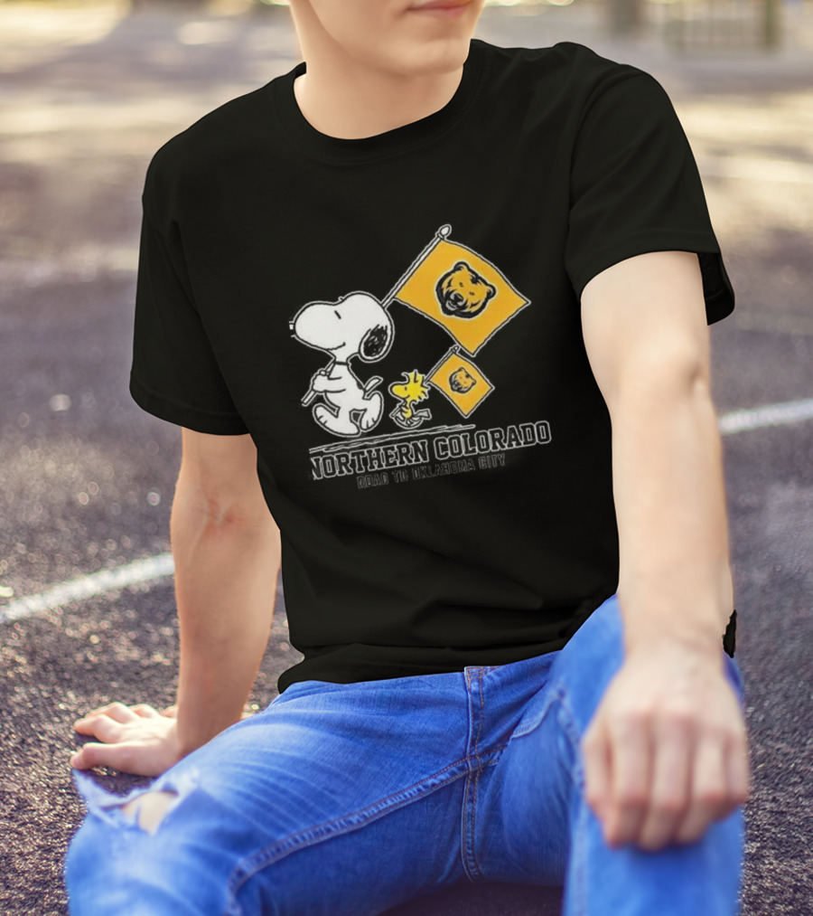 Snoopy Northern Colorado Bears Road To Oklahoma City Flags T-Shirt