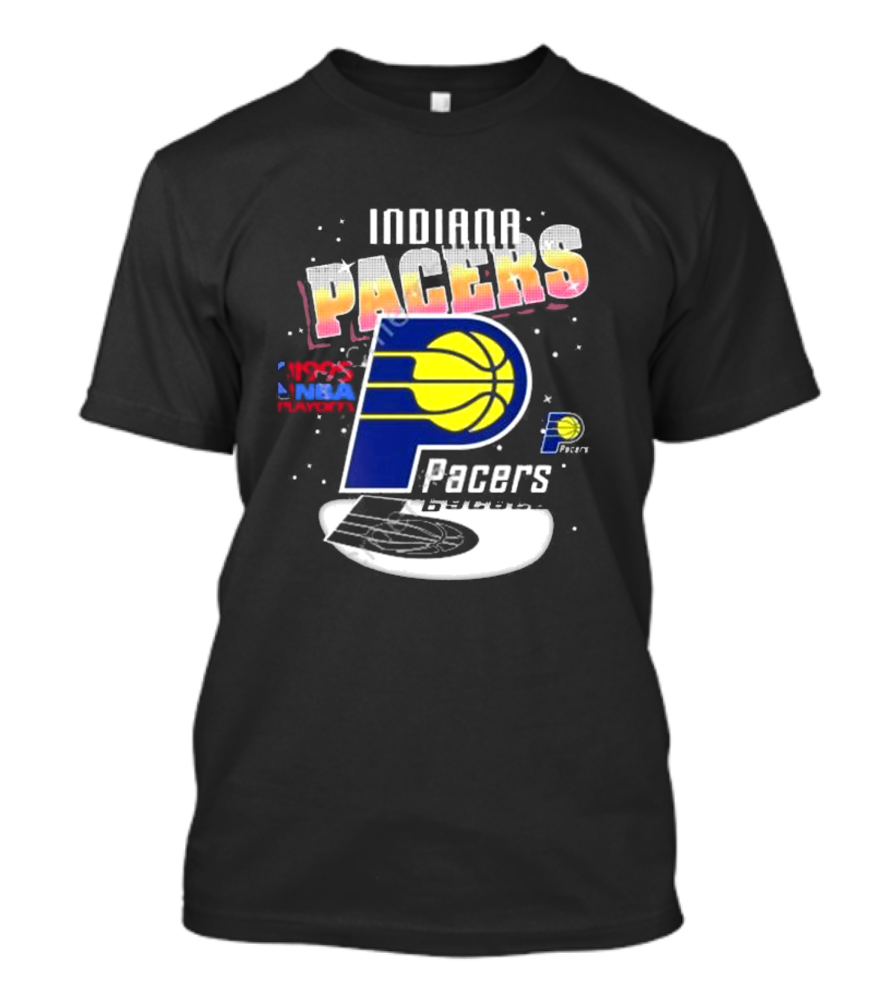 Indiana Pacers 1995 NBA Playoffs Retro Logo And Stars T-Shirt