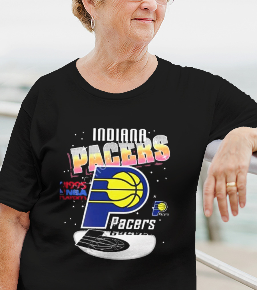 Indiana Pacers 1995 NBA Playoffs Retro Logo And Stars T-Shirt