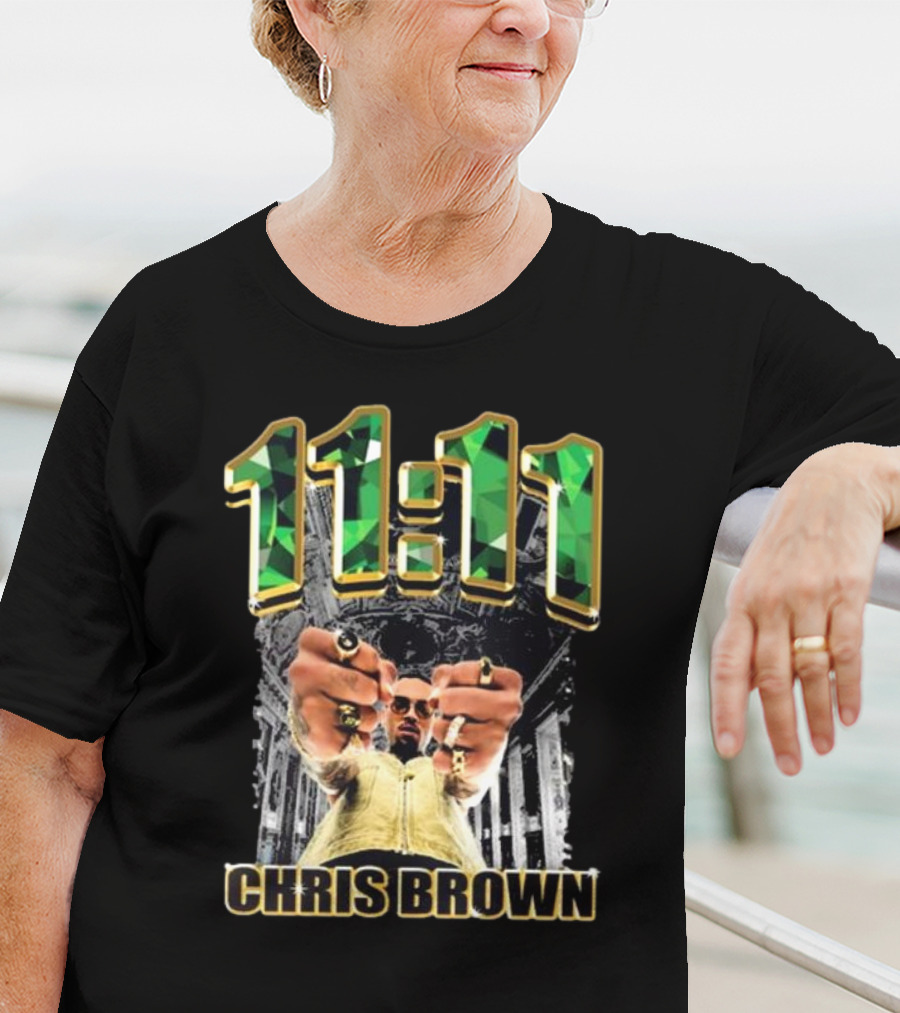 Chris Brown 11 11 Emerald Rings Black And White Architectural Background T-Shirt