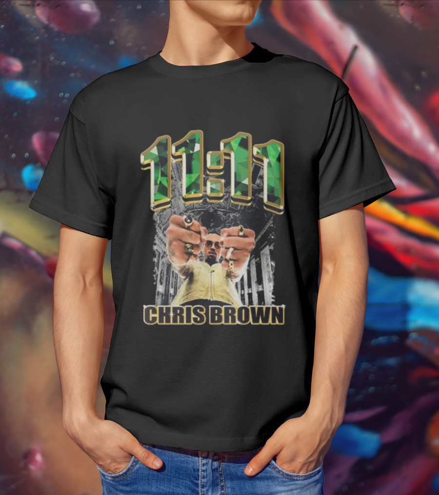 Chris Brown 11 11 Emerald Rings Black And White Architectural Background T-Shirt