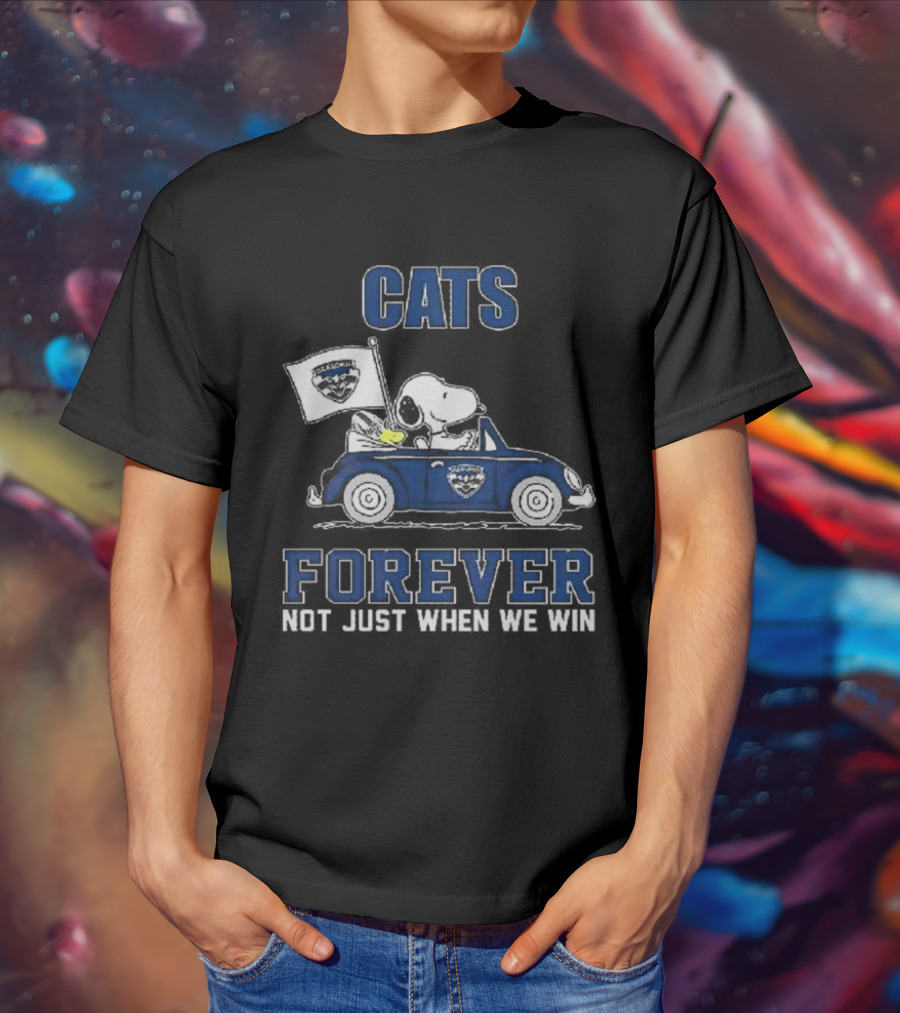 Snoopy Driving Geelong Cats Forever Not Just When We Win T-Shirt