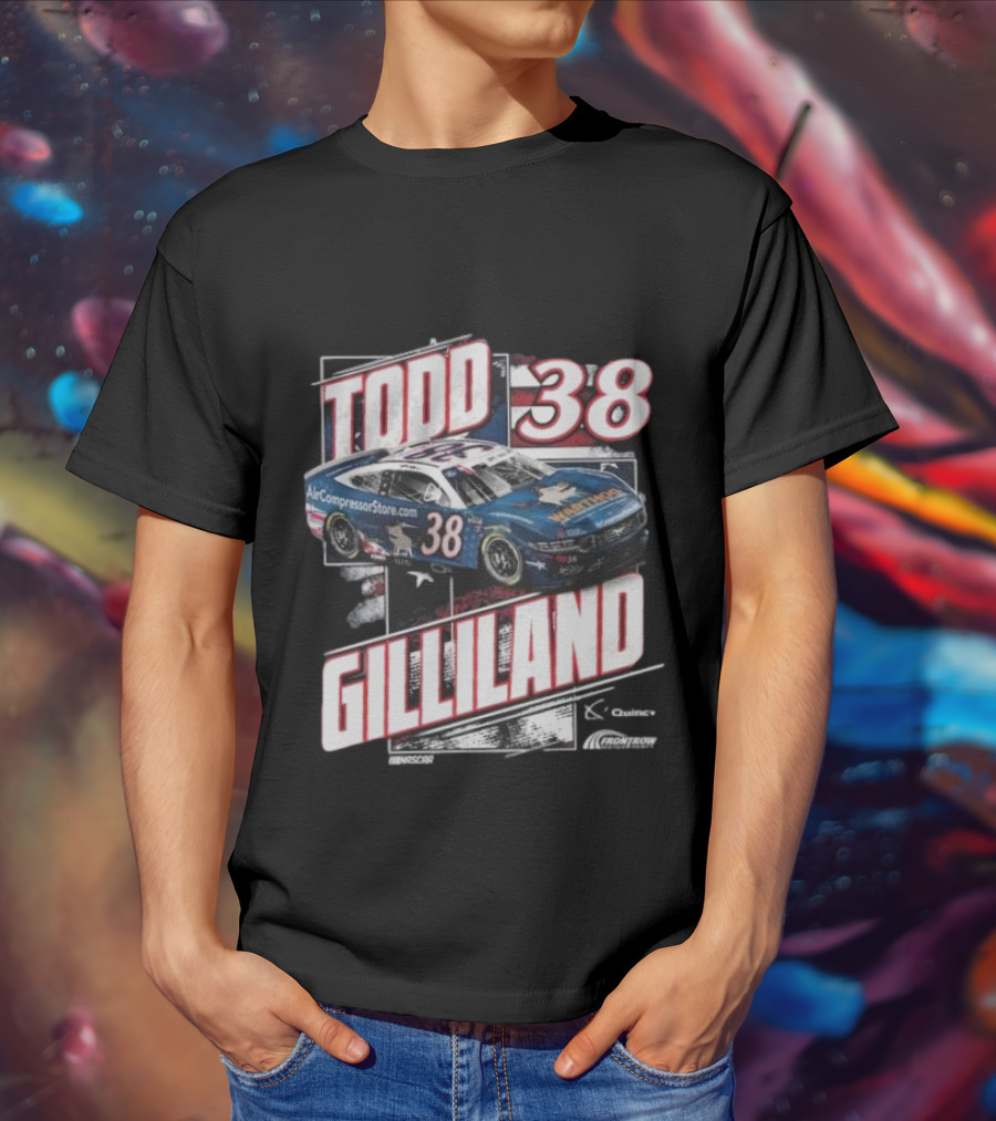 Todd Gilliland 38 Quincy Compressors Checkered Flag Sports Patriotic NASCAR Car T-Shirt