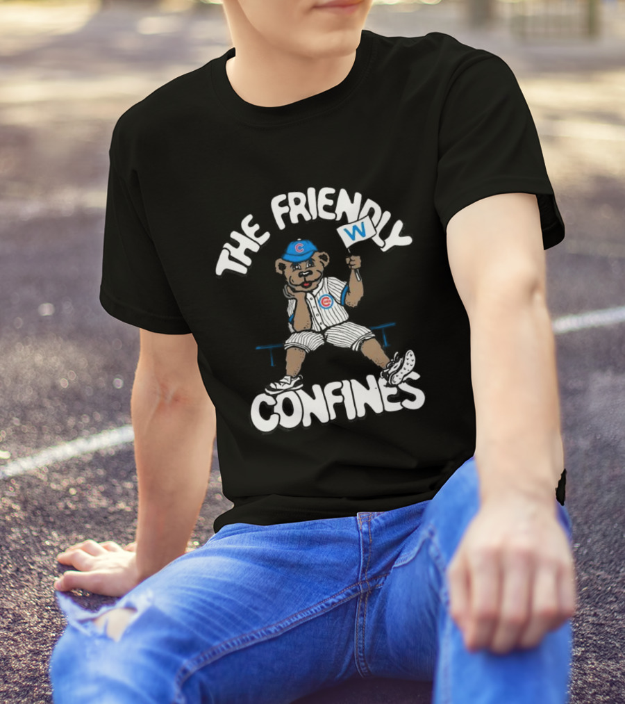 The Friendly Confines Chicago Cubs Bear Holding W Flag T-Shirt