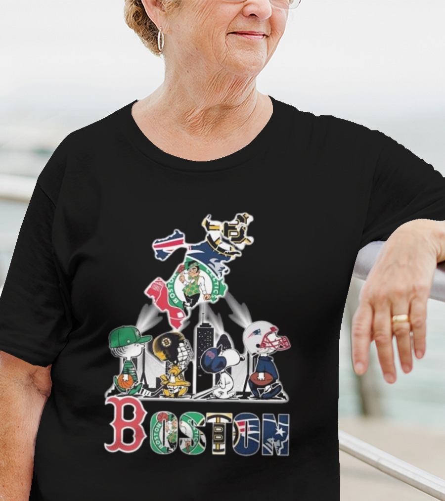 Boston Celtics Red Sox Bruins Patriots Peanuts New England Proud T-Shirt