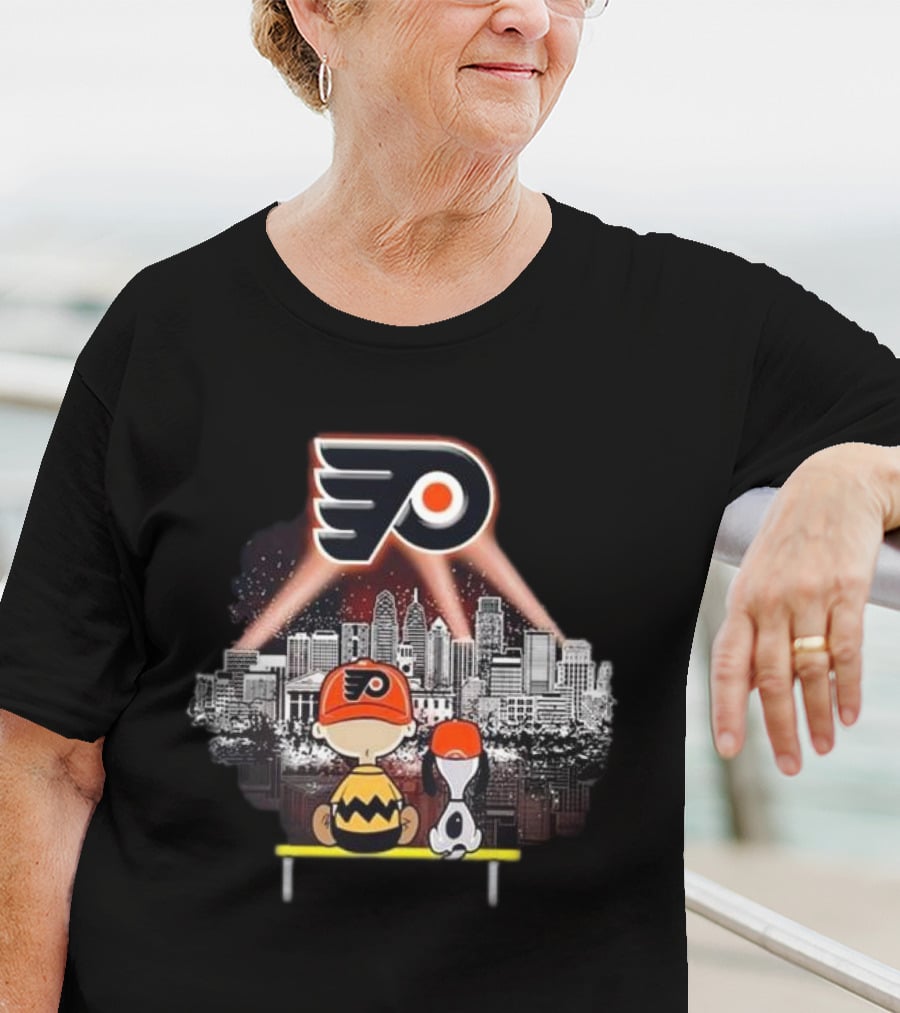 Charlie Brown Snoopy Philadelphia Flyers City Skyline T-Shirt