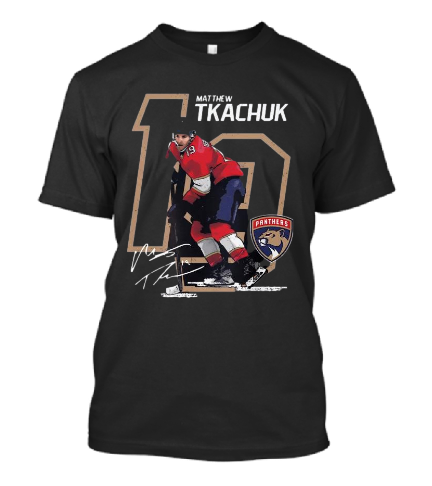 Florida Panthers Matthew Tkachuk 19 Panthers Logo Signature T-Shirt