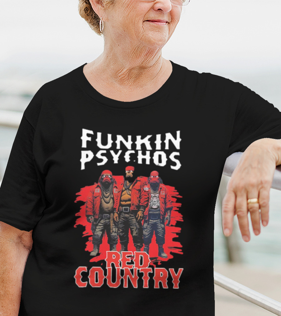 Funkin’ Psychos Red Country Bandana Trio With Inked Jackets T-Shirt