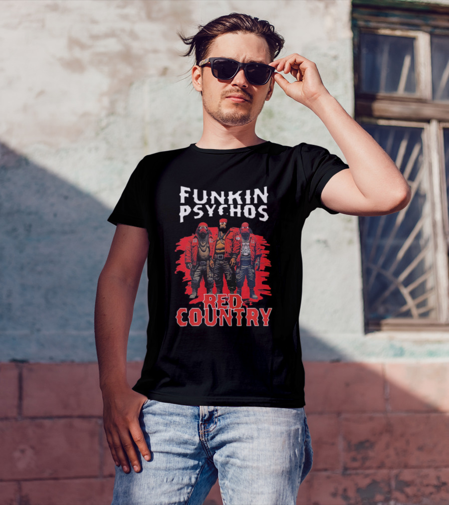 Funkin’ Psychos Red Country Bandana Trio With Inked Jackets T-Shirt