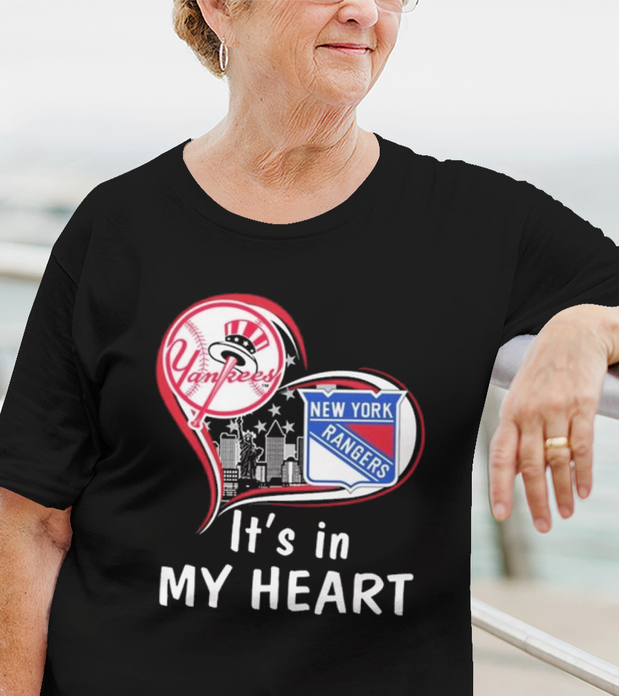 New York Yankees New York Rangers It’s In My Heart Skyline T-Shirt