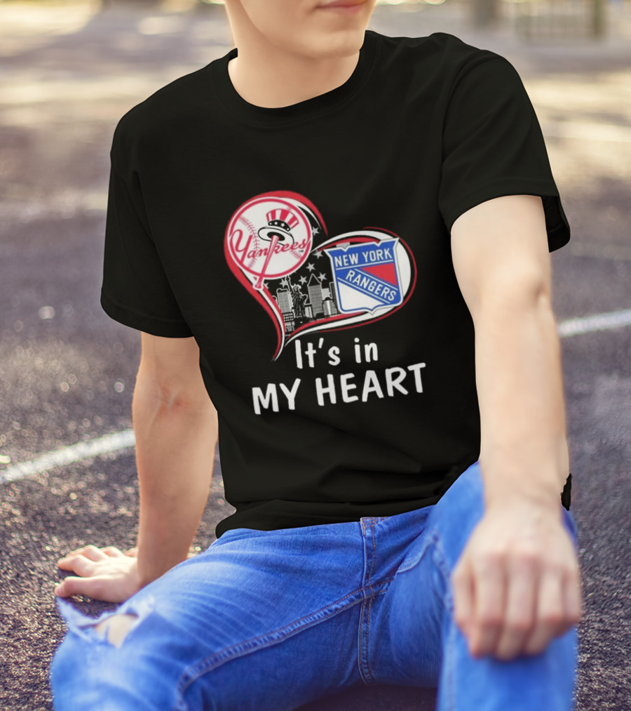 New York Yankees New York Rangers It’s In My Heart Skyline T-Shirt