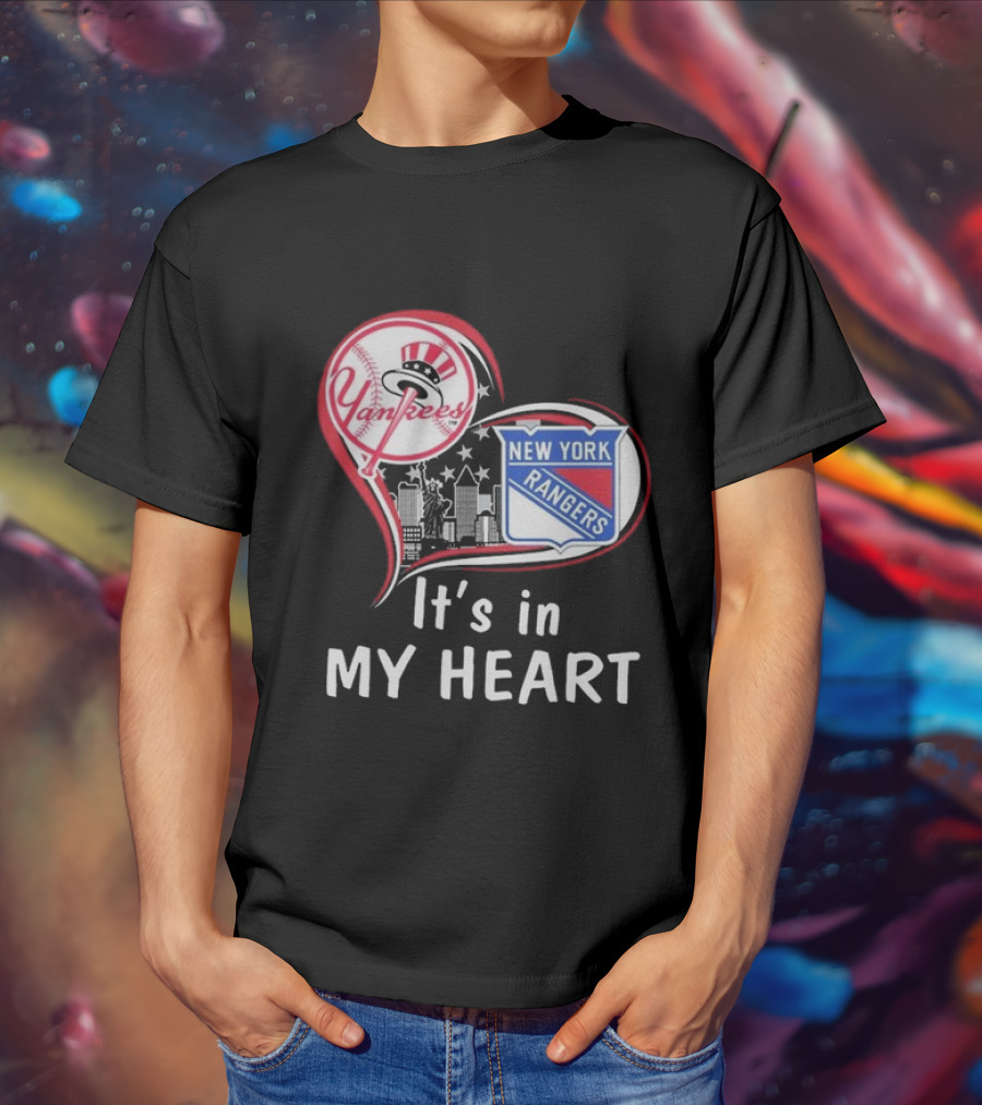 New York Yankees New York Rangers It’s In My Heart Skyline T-Shirt
