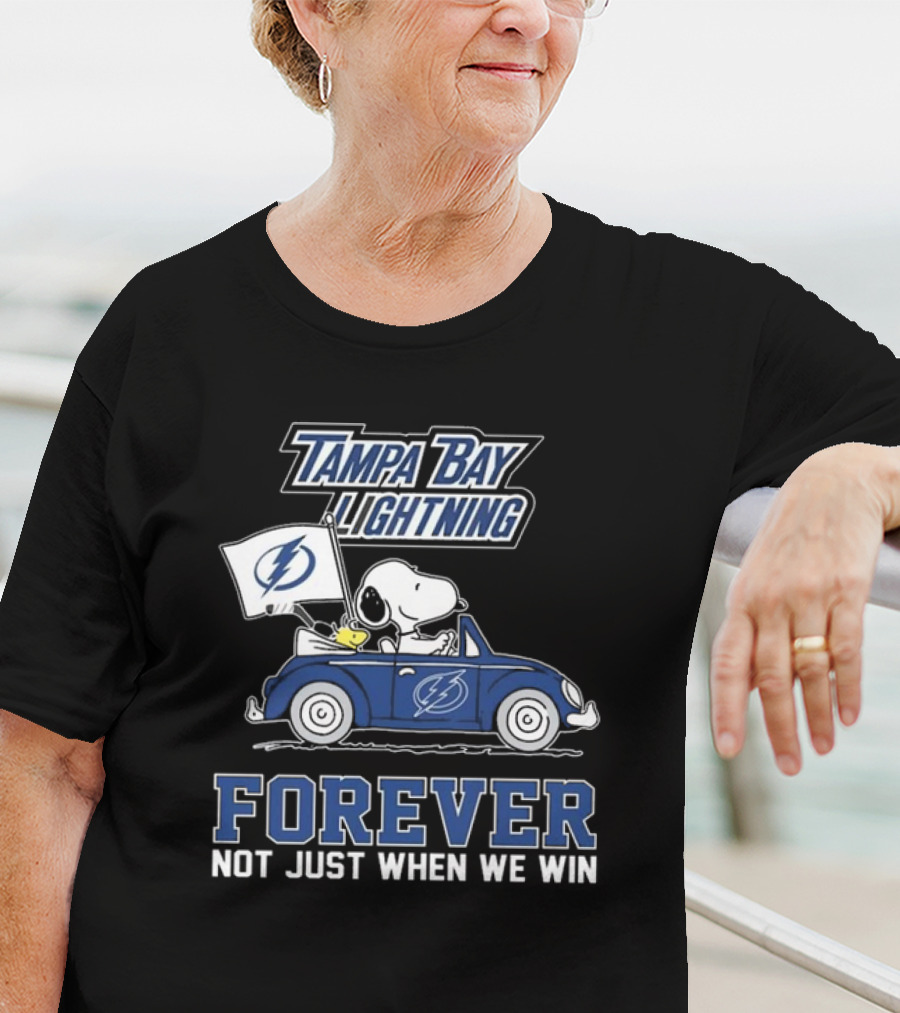 Tampa Bay Lightning Snoopy And Woodstock Driving Forever Not Just When We Win T-Shirt