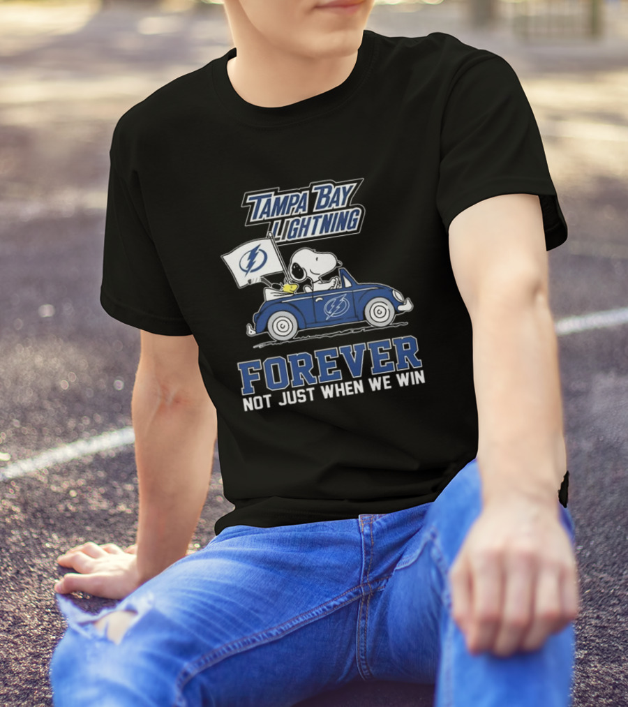 Tampa Bay Lightning Snoopy And Woodstock Driving Forever Not Just When We Win T-Shirt