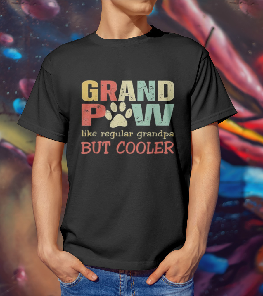 Grandpaw Like Regular Grandpa But Cooler Paw Print Father's Day T-Shirt