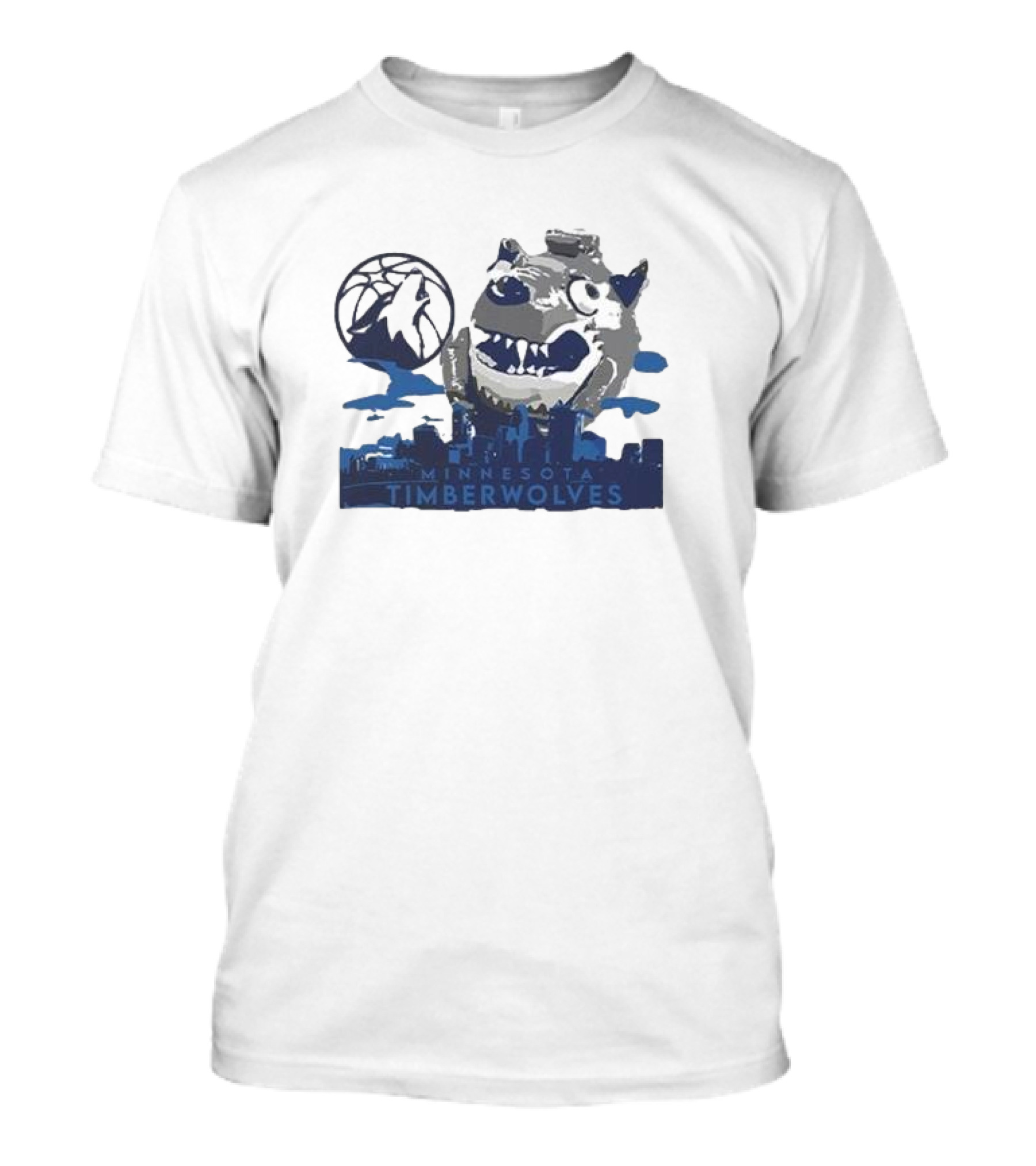 Minnesota Timberwolves Mascot Skyline Basketball T-Shirt