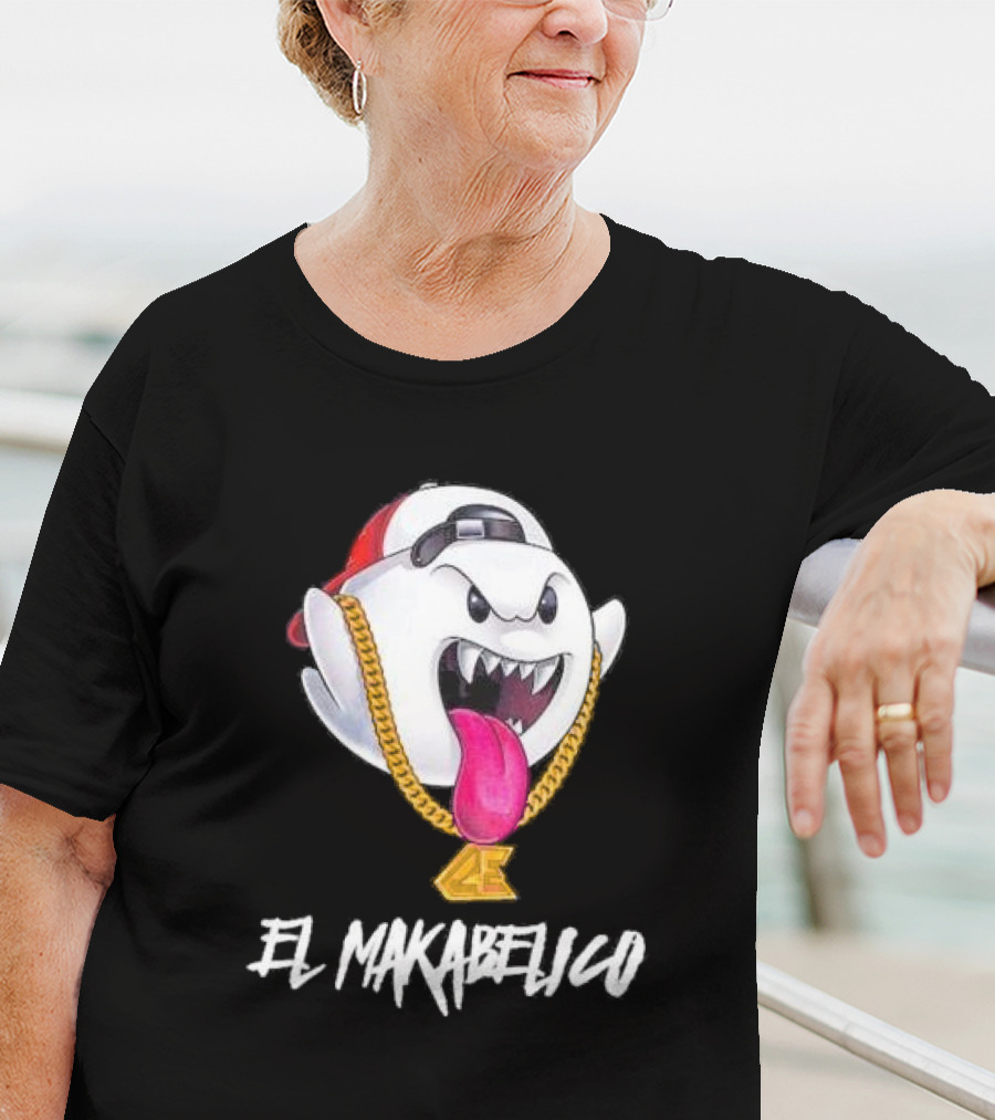 El Makabelico MB Ghost Cartoon-Inspired Design With Golden Chain T-Shirt