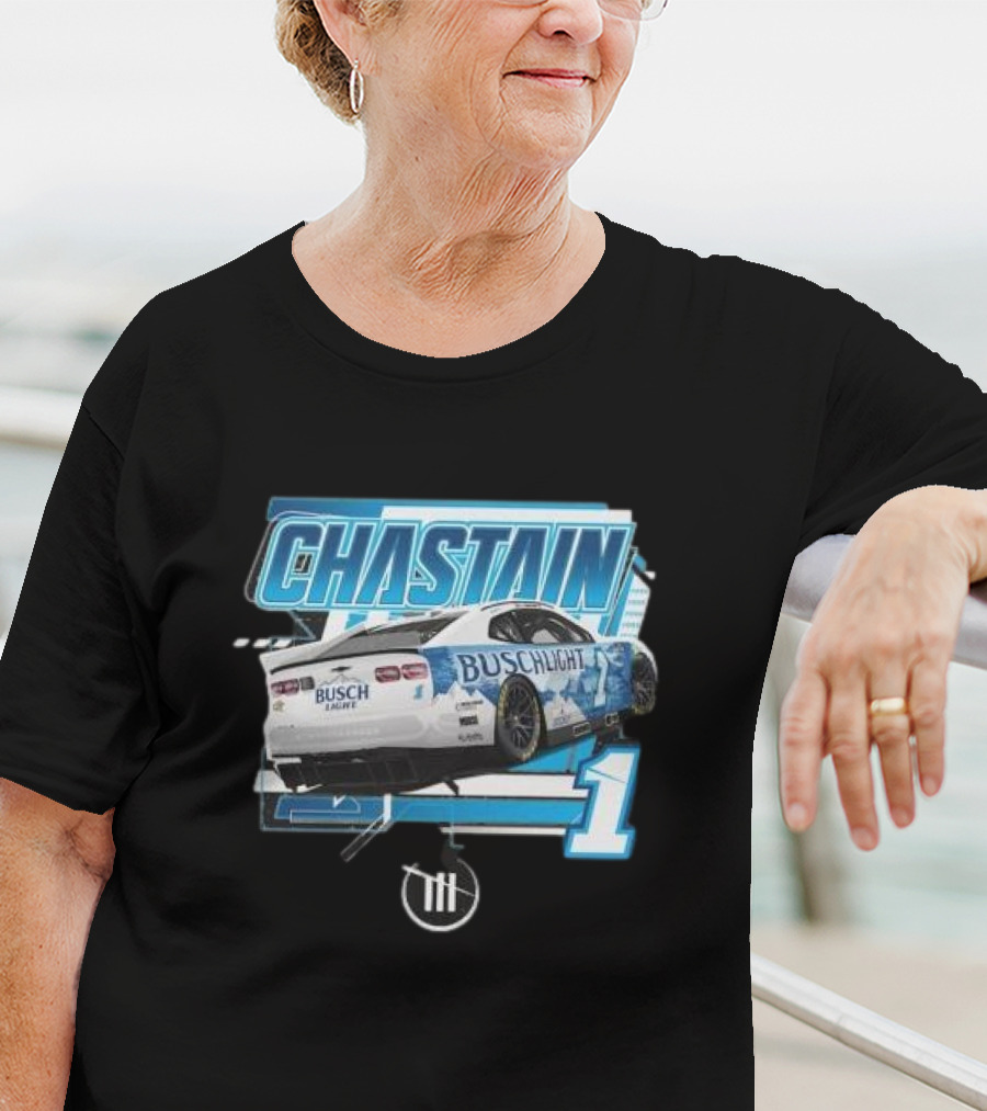 Chastain Trackhouse Racing Busch Light Car 1 Heather Charcoal T-Shirt