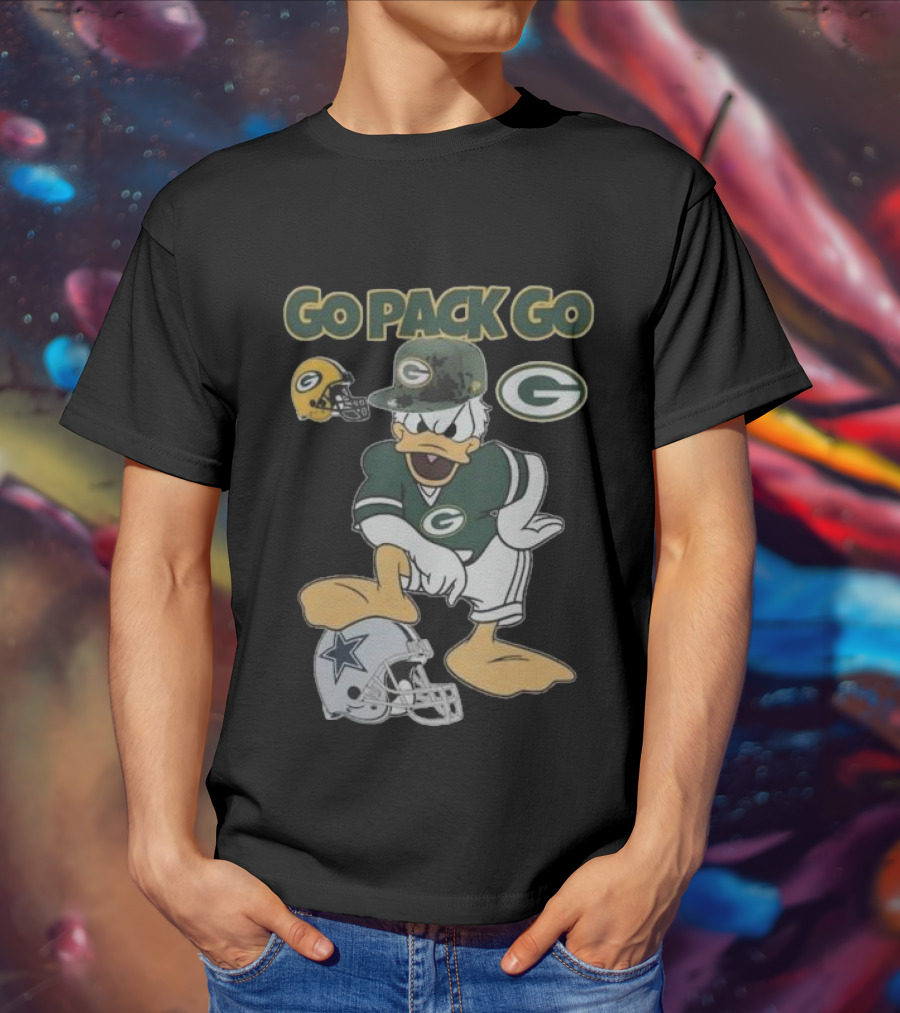Go Pack Go Donald Duck Green Bay Packers Defeats Dallas Cowboys Helmet T-Shirt