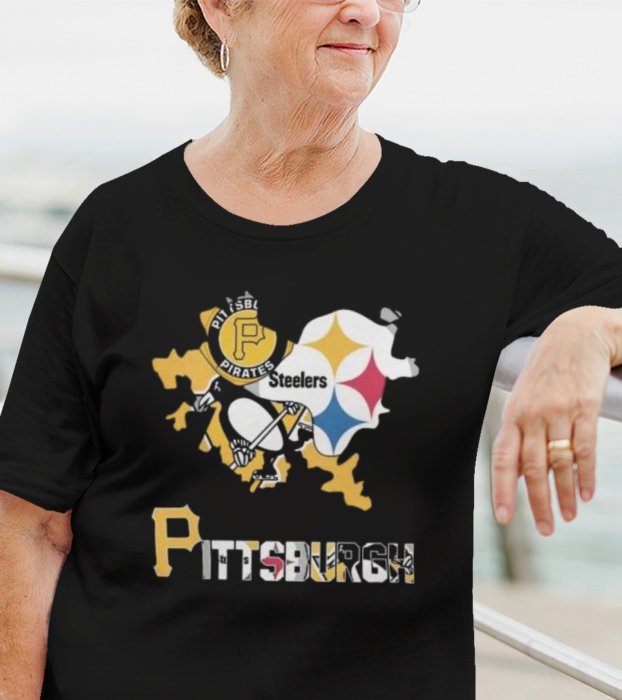 Pittsburgh Pirates Steelers Map T-Shirt