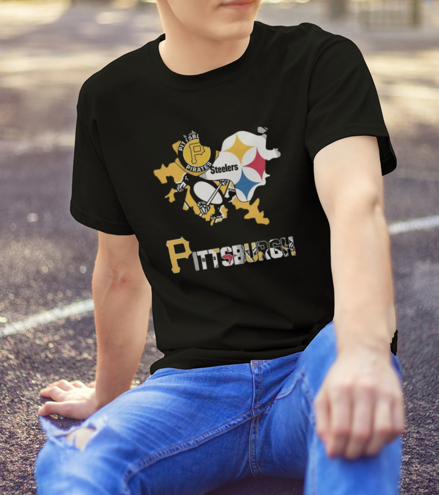 Pittsburgh Pirates Steelers Map T-Shirt
