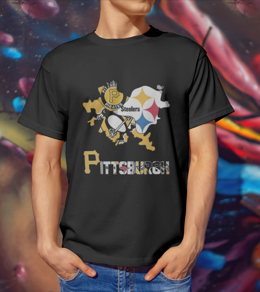Pittsburgh Pirates Steelers Map T-Shirt