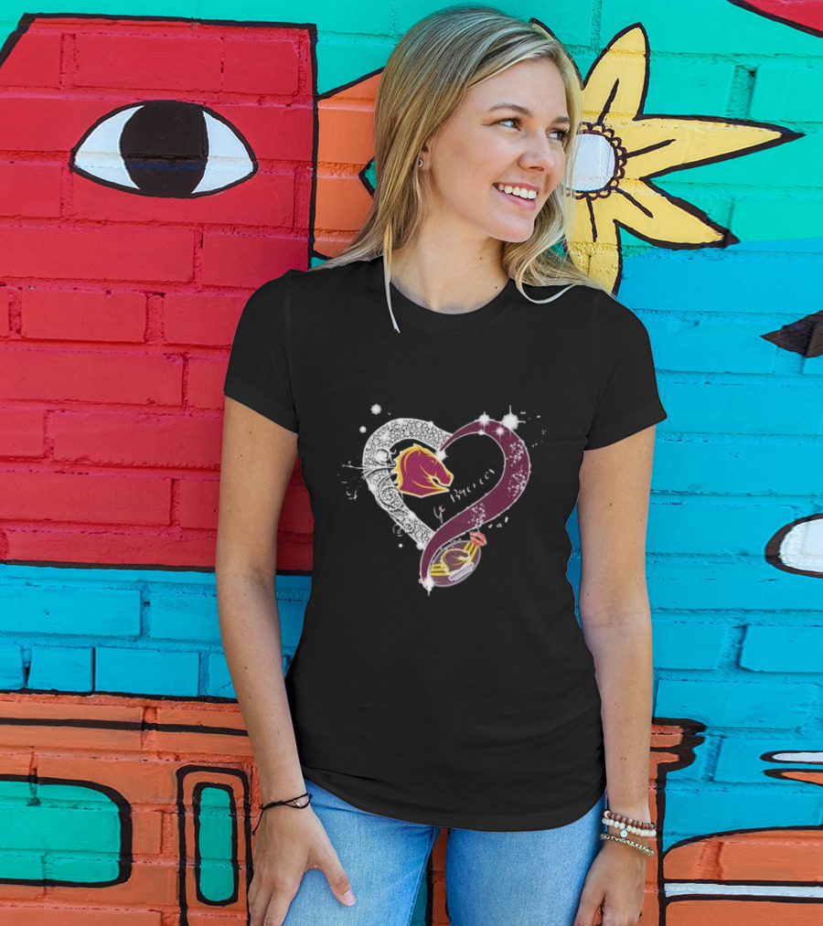 Brisbane Broncos Heart-Shaped Diamond Logo Go Broncos T-Shirt