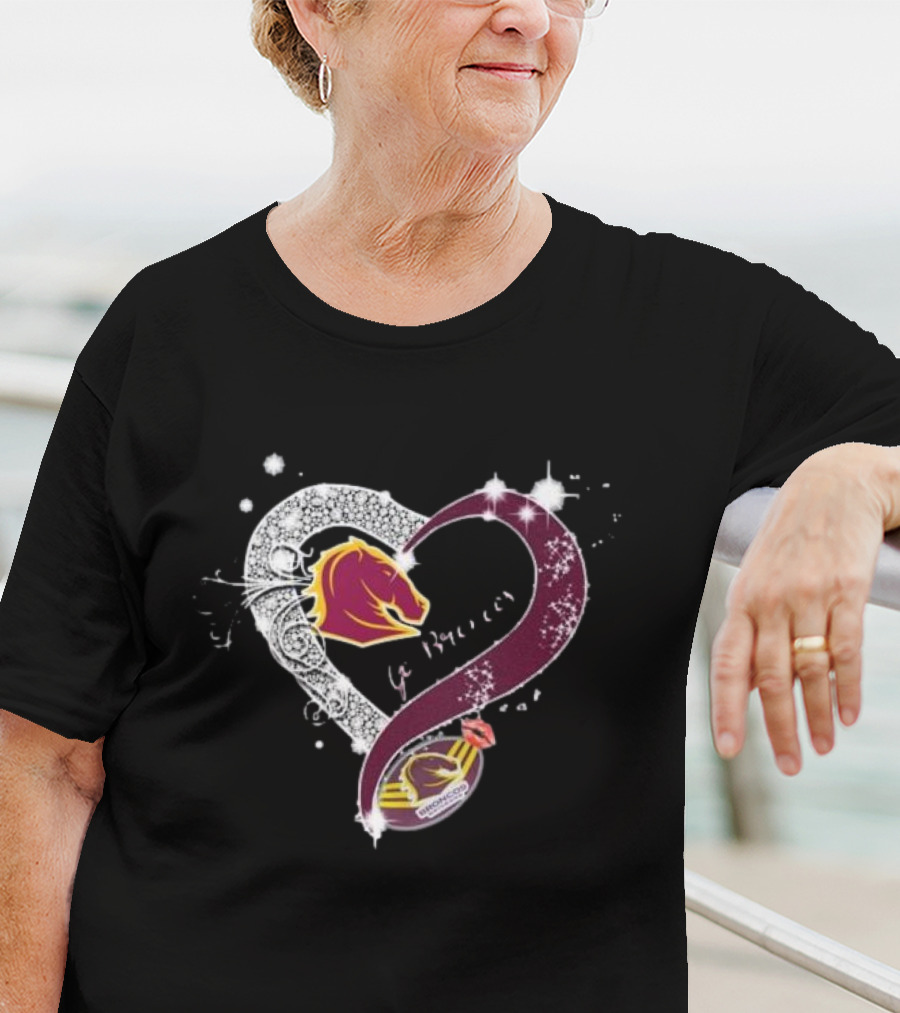 Brisbane Broncos Heart-Shaped Diamond Logo Go Broncos T-Shirt