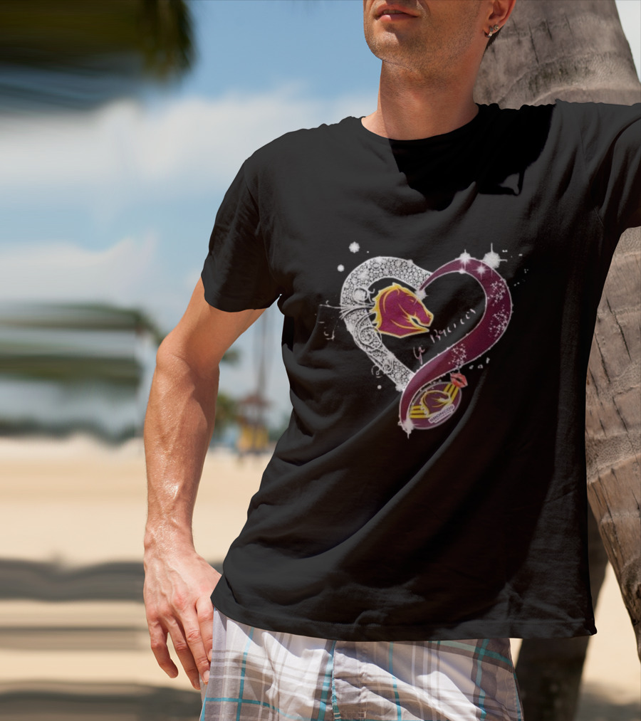Brisbane Broncos Heart-Shaped Diamond Logo Go Broncos T-Shirt