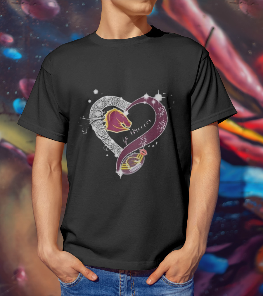 Brisbane Broncos Heart-Shaped Diamond Logo Go Broncos T-Shirt