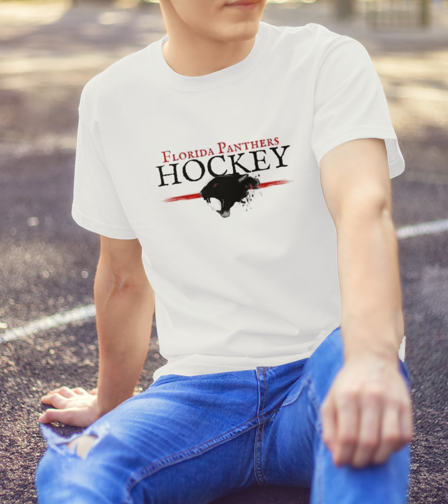 Florida Panthers Vintage Hockey Black Red Panther T-Shirt