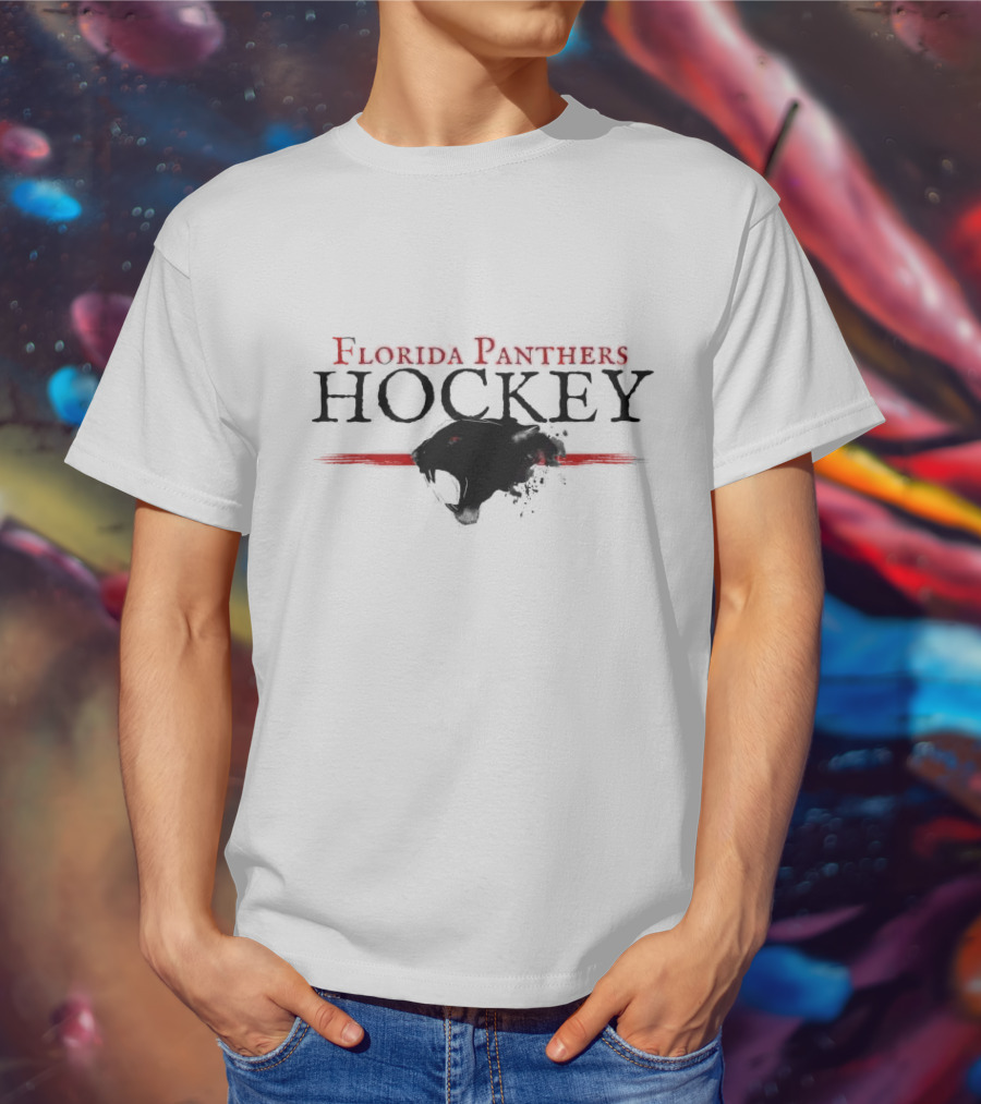 Florida Panthers Vintage Hockey Black Red Panther T-Shirt