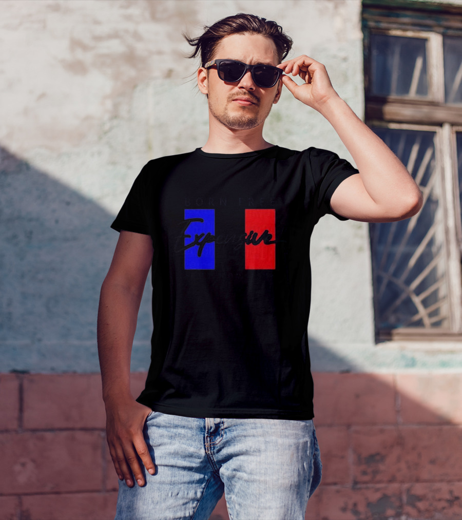 Born Free But Now I'm Expensive Red And Blue Blocks T-Shirt