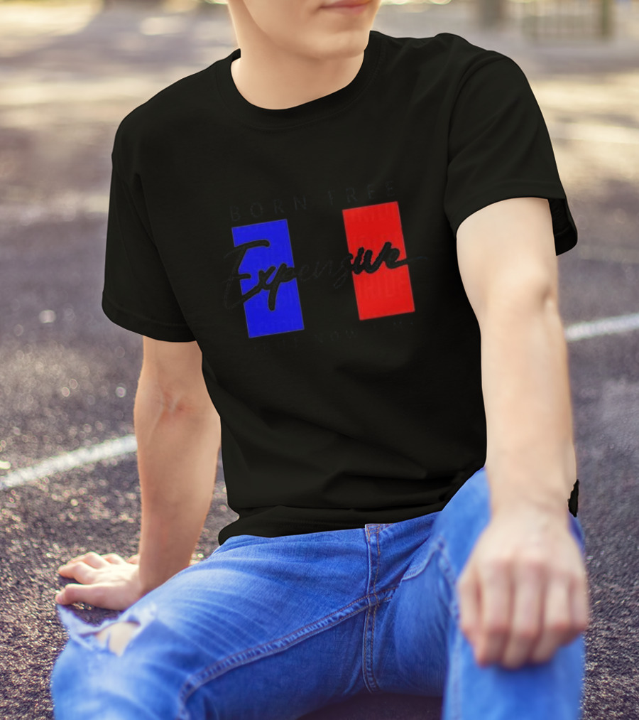 Born Free But Now I'm Expensive Red And Blue Blocks T-Shirt
