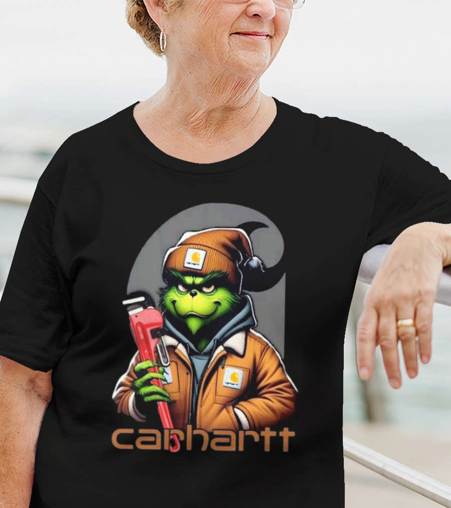 Grinch Carhartt Mechanic Holding Wrench T-Shirt