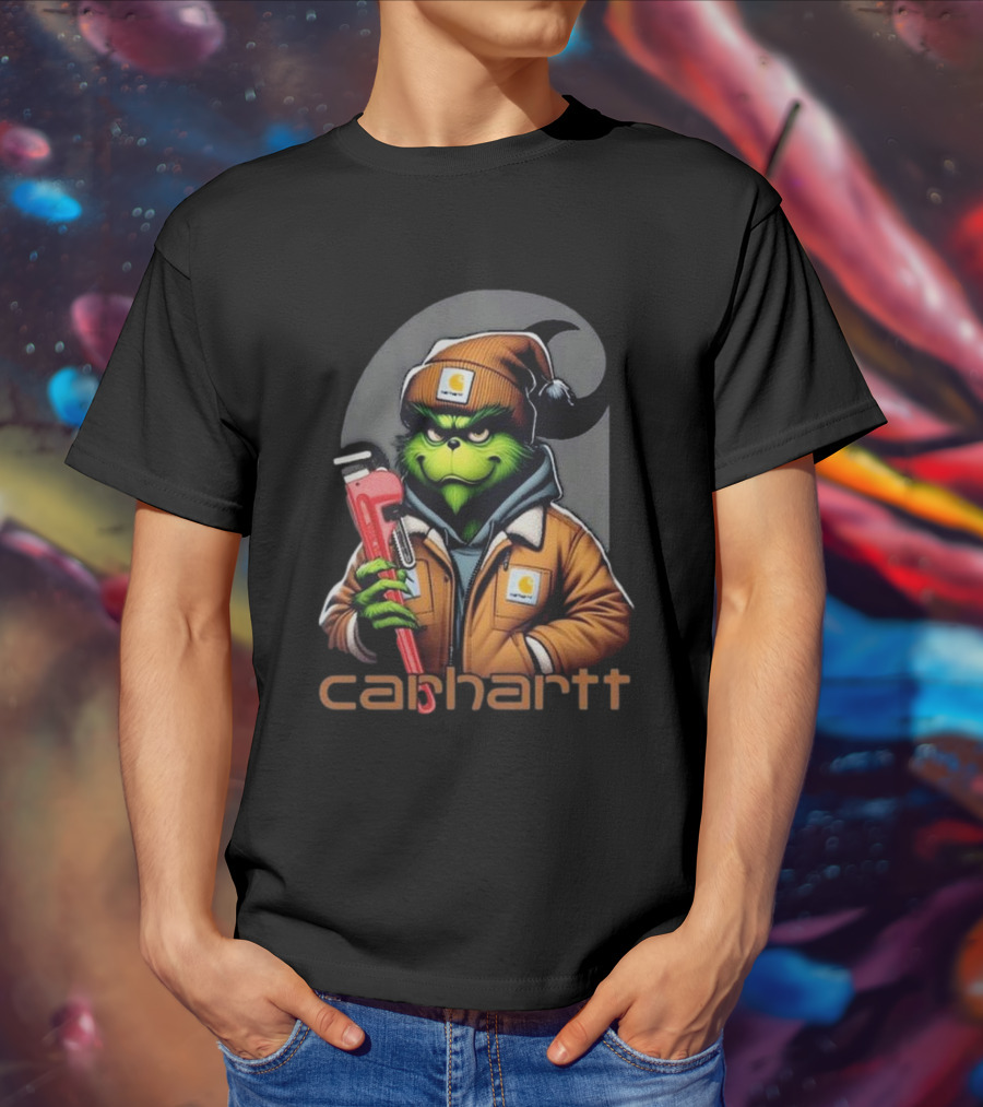 Grinch Carhartt Mechanic Holding Wrench T-Shirt