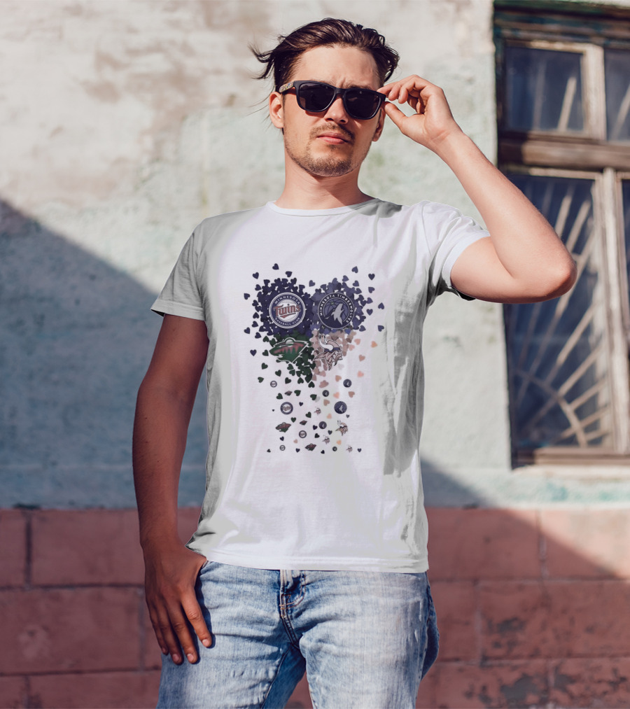 Minnesota Twins Timberwolves Vikings Wild Hearts Sports Team T-Shirt