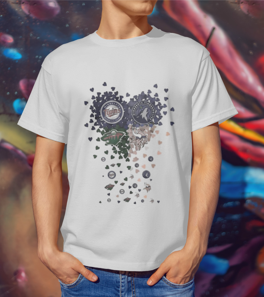 Minnesota Twins Timberwolves Vikings Wild Hearts Sports Team T-Shirt