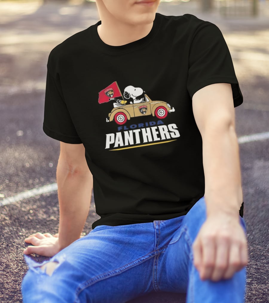 Florida Panthers Hockey Snoopy Driving Classic Car Fan T-Shirt