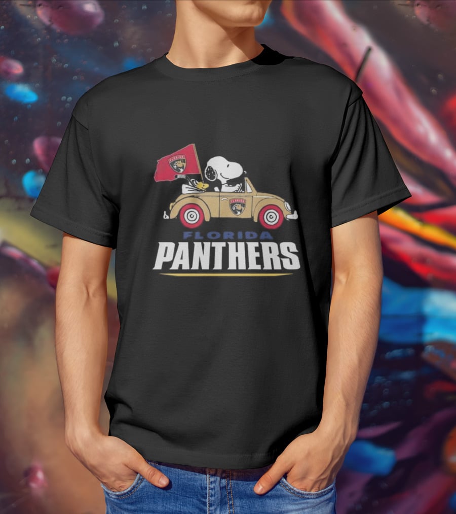 Florida Panthers Hockey Snoopy Driving Classic Car Fan T-Shirt