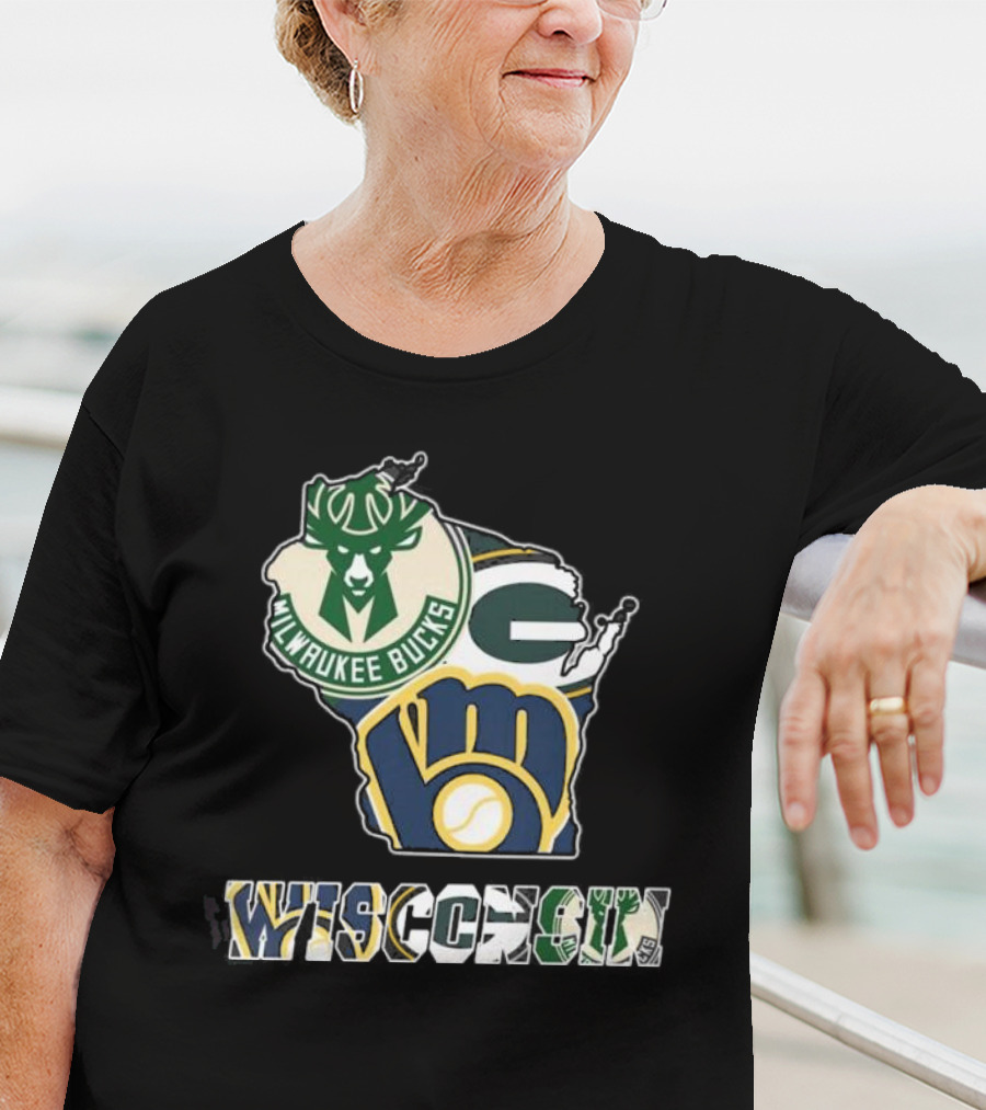 Milwaukee Bucks Green Bay Packers Milwaukee Brewers Wisconsin Team T-Shirt