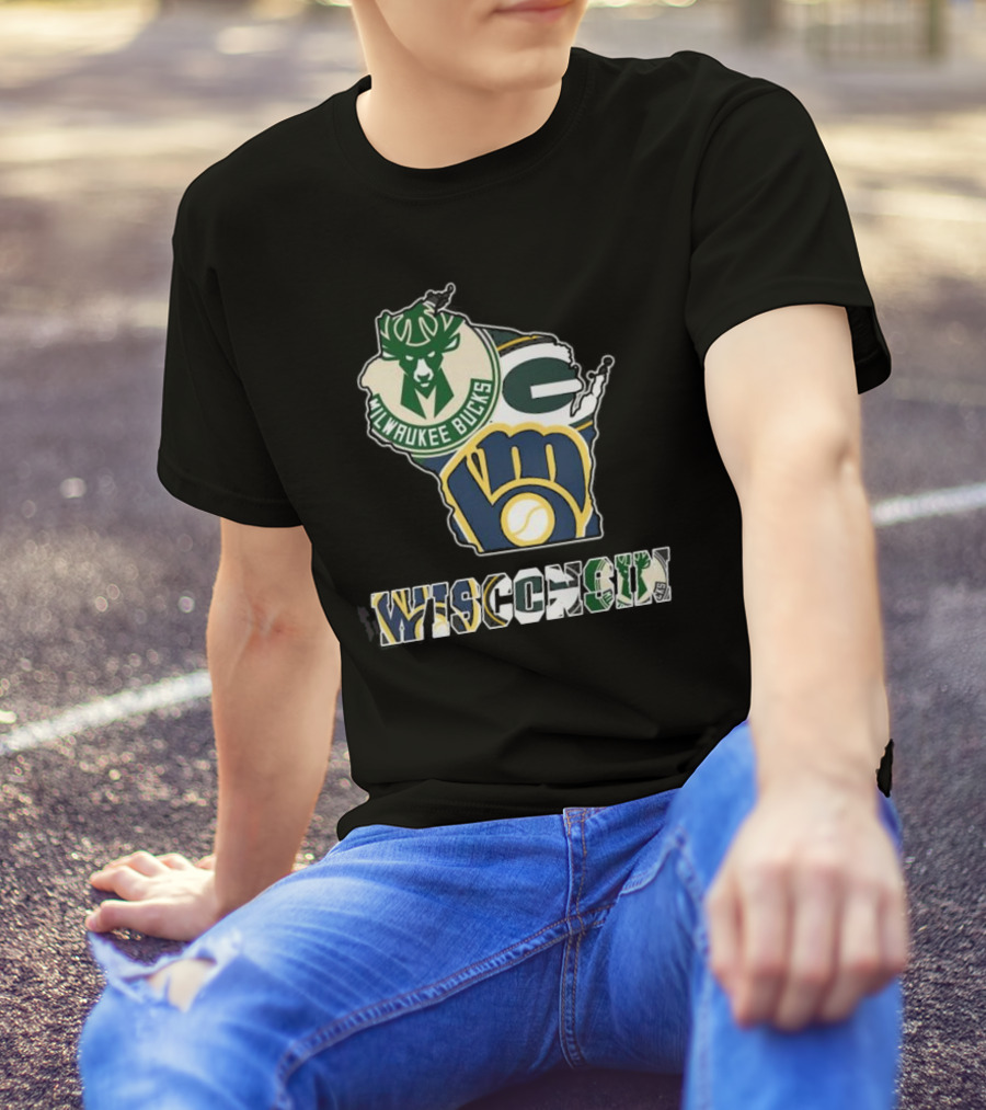 Milwaukee Bucks Green Bay Packers Milwaukee Brewers Wisconsin Team T-Shirt