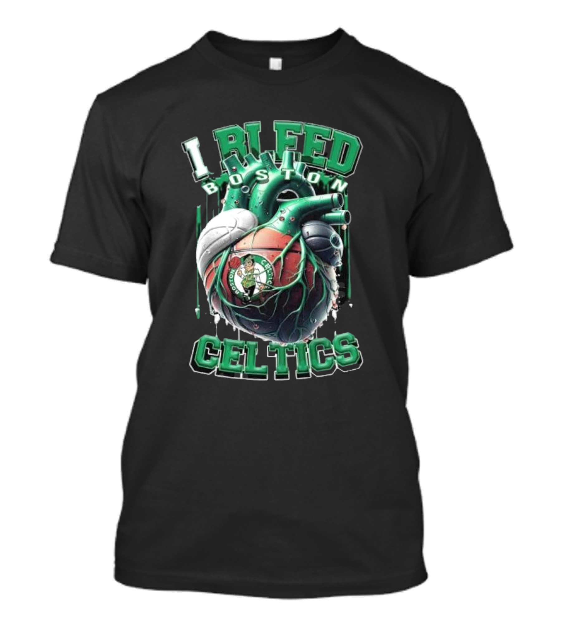 I Bleed Boston Celtics Basketball Heart Fan Forever Celtics T-Shirt