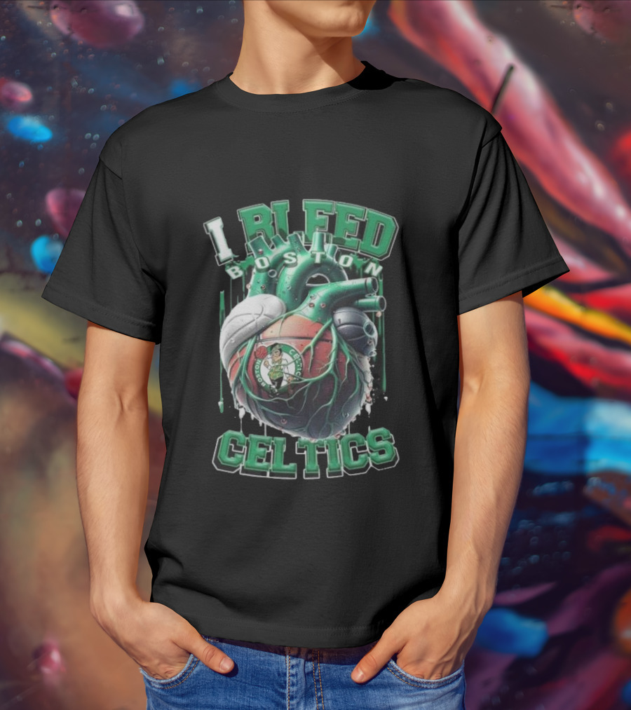 I Bleed Boston Celtics Basketball Heart Fan Forever Celtics T-Shirt