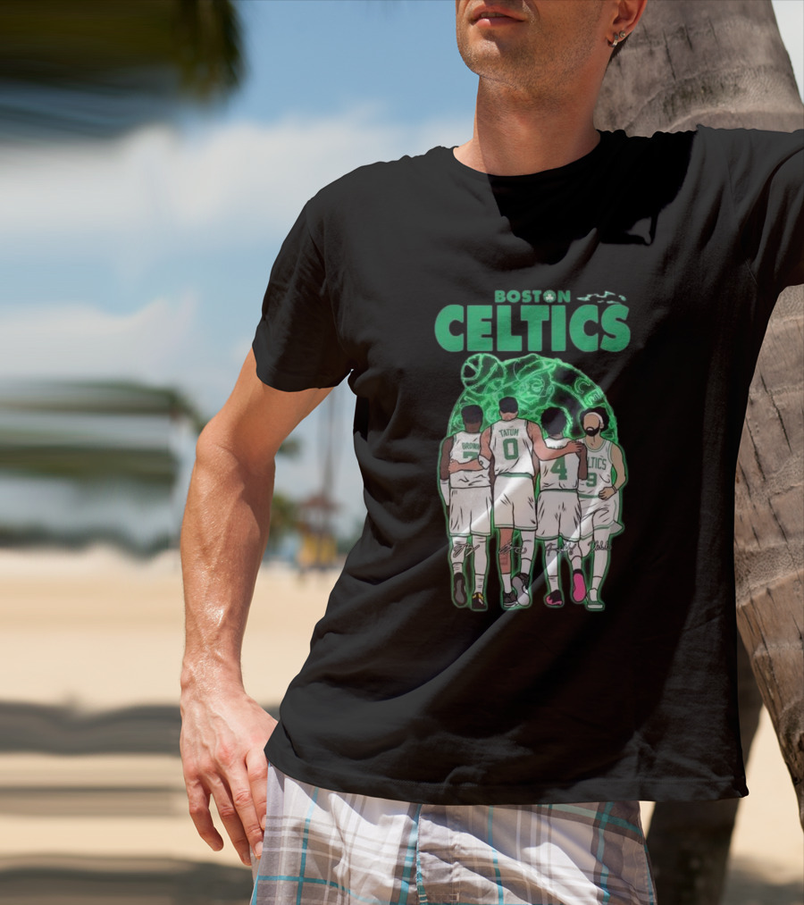 Boston Celtics Brown Tatum Holiday Derrick Signatures Basketball Players T-Shirt